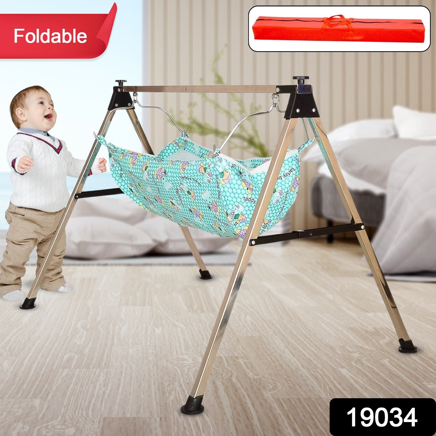 Baby Boys And Girls Portable Folding Swing Stainless Steel Stand (1 Pc) Baby Boys And Girls Portable Folding Swing Stainless Steel Stand (1 Pc)